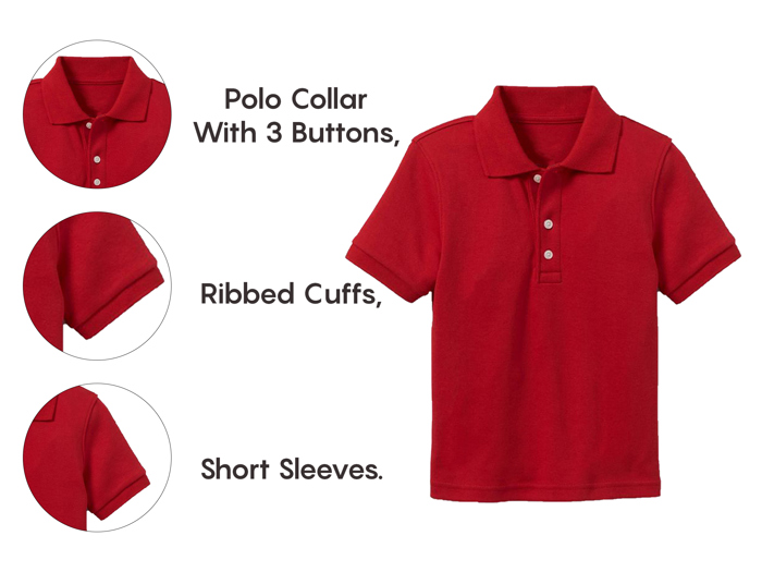 5-Pack School Uniform Tagless Polo Tshirt for Little Boys & Big Boys